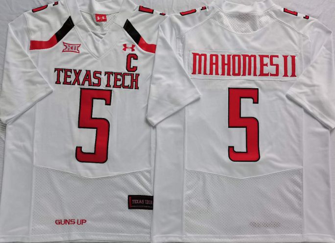 Men Texas Tech Red Raiders #5 Mahomes ii White 2025 Limited NCAA Jersey->more ncaa teams->NCAA Jersey